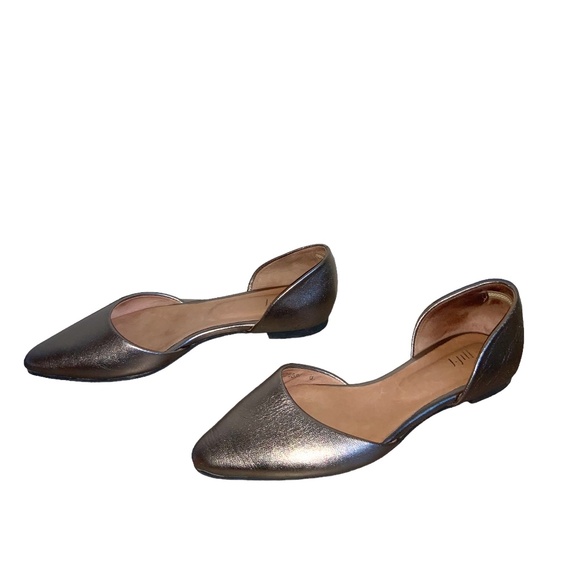 J. Jill Metallic Gold Pewter D’Orsay Pointed Toes Flats Size 8 - Picture 1 of 6
